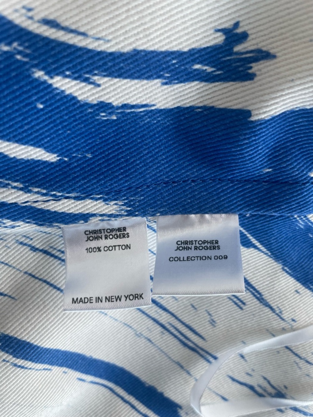 Christopher John Rogers Blue and White Wave & Check Denim Halter Top Size 8 NWT - Picture 8 of 8